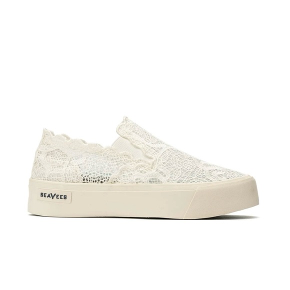 SeaVees Baja Platform Lace Slip on Sneakers Cream 8.5 - Picture 2 of 9